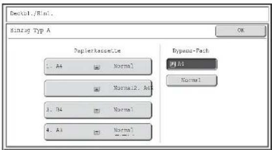 Deck1./Rini. Sintrag Typ A OK Dopierkassette 1. A4 Normal Normal2. A4 1. D4 Normal 4. A3 Normal Bypass-Pach A1 Normal