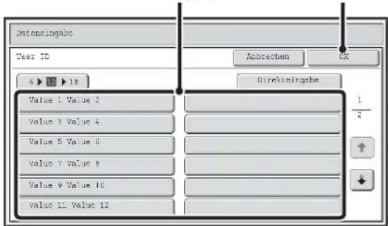 Dateneingabe User ID Abbrechen OK 5 ▶ 12 ▶ 19 Direkteingabe Value 1 Value 2 Value 3 Value 4 Value 5 Value 6 Value 7 Value 8 Value 9 Value 10 Value 11 Value 12