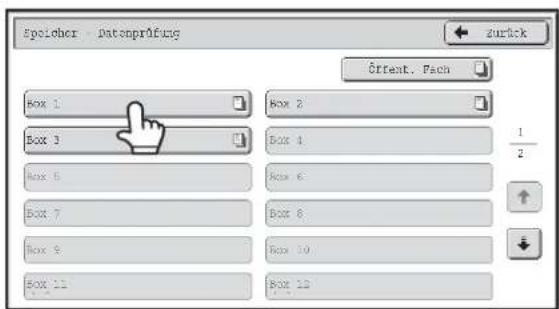 Speicher - Datenprüfung Öffentl. Fach Box 1 Box 2 Box 3 Box 4 1/2 Box 5 Box 6 Box 7 Box 8 Box 9 Box 10 Box 11 Box 12
