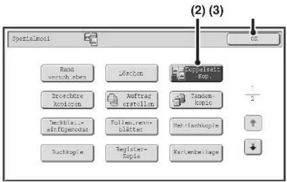 Spezialmodi Rand verschieben Broschüre kopieren Deckblatt- einfügemodus Buchkopie Löschen Auftrag Ersteller Folientrenn- blätter Register- Kopie Kappenset Kopie Tandem- Kopie Mehrfachkopie Kartenbeilage (2) (3)