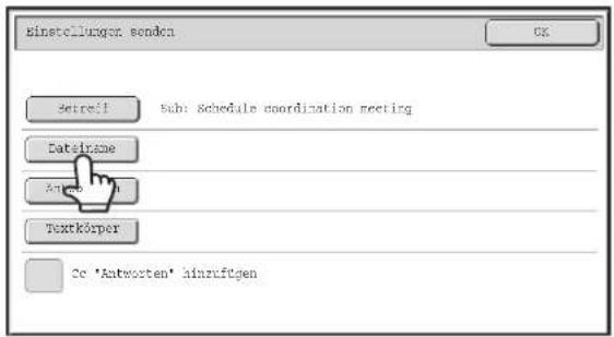 Einstellungen senden Betreff: Sub: Schedule coordination meeting Dateiname Date/Time Textkörper Cc 'Antworten' einzufügen