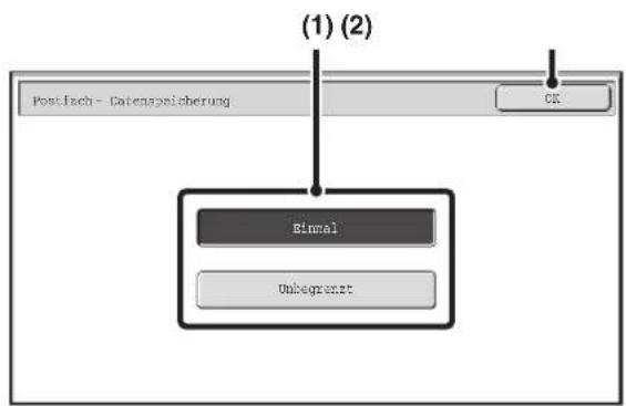 (1) (2) Postfach - Datenspeicherung OK Einmal Unbegrenzt