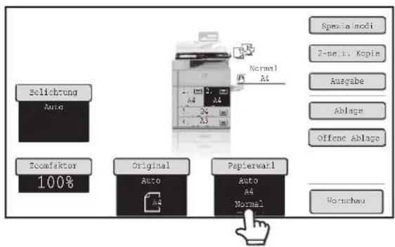 Belichtung Auto Zoomfaktor 100% Original Auto A4 Papierwahl Auto A4 Normal Normal A4 A3 A2 A1 Spezialmodi 2-seit. Kopie Ausgabe Ablage Offene Ablage Vorschau