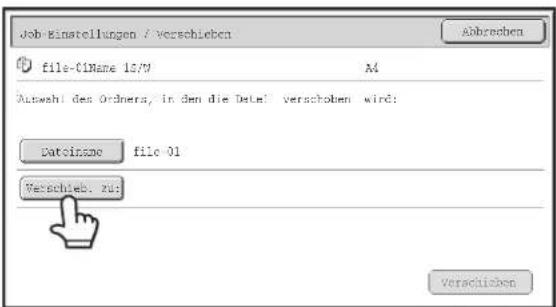 Job-Einstellungen / Verschieben Datei-01 Name 1 S/W Anzahl des Ordners, in den die Datei verschoben wird: Dateiname Datei-01 Verschieben zu: Abbrechen Verschieben