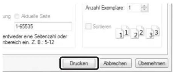 ung Aktuelle Seite 1-65535 entweder eine Seitenzahl oder nbereich ein. Z. B.: 5-12 Anzahl Exemplare: 1 Sortieren 1 1 2 2 3 3 Drucken Abbrechen Übernehmen