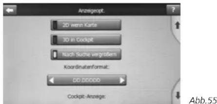 Anzugeopt. 2D wenn Karte 3D in Cockpit Nuch Suche vergroben Koordinatenformat: DD D00000 Cockpit-Anzuge: Abb.55