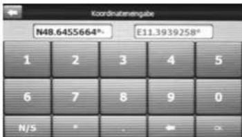 Koordinatenengabe N48.6455664* E11.3939258* 1 2 3 4 5 6 7 8 9 0 N/S * .. ← On