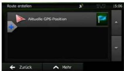 Route erstellen Aktuelle GPS-Position Zurück Mehr