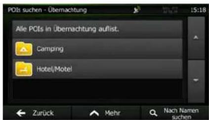 POIs suchen - Übernachtung Alle POIs in Übernachtung auflist. Camping Hotel/Motel Zurück Mehr Nach Namen suchen