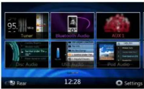 95. Tuner Bluetooth Audio AJX 1 Cancina, Reggio Windows audio Audio under the Disc Audio USB Audio —Pod Audio— Rear 12:28 Settings