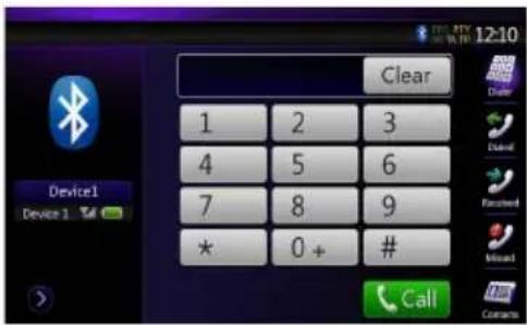 12:10 Clear 1 2 3 4 5 6 7 8 9 * 0 + # Device1 Device 1 Call Contacts