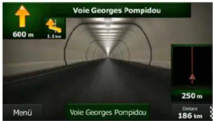 Voie Georges Pompidou 600 m 1.1 km 250 m Distantz 186 km Menü Voie Georges Pompidou
