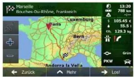 Marseille Bouches-Du-Rhône, Frankreich 13:20 788 km - $ 105.45 € 55.5 l CO₂ 129.3 kg Paris Luxemburg Bern Andorra la Vella Grün PKW Zurück Mehr Los!