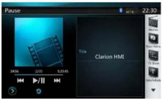 Pause 3456 2/20 $2345 Title Clarion HMI AFTA 22:30 Minutes Music Videos TV Room Video/About
