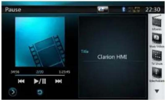 Pause 34:54 2/10 1:23:45 Title Clarion HMI 22:30 Video Podcasts