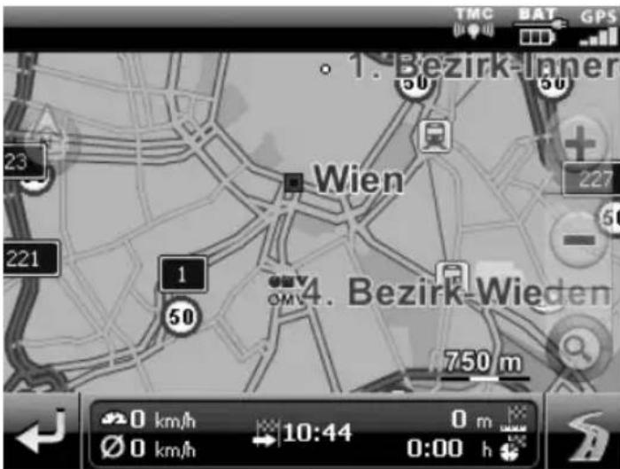 TMC BAT GPS 1. Bezirk-Inner Wien 23 221 1 50 4. Bezirk-Wieden 750 m 0 km/h 0 km/h 10:44 0 m 0:00 h