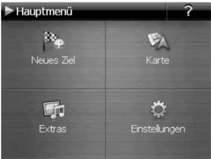 Hauptmenü Neues Ziel Karte Extras Einstellungen