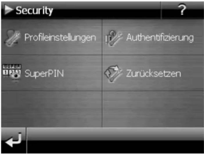 Security Profileinstellungen Authentifizierung SuperPIN Zurücksetzen