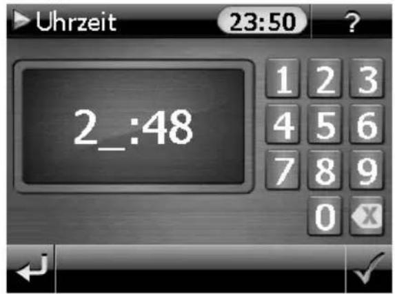 Uhrzeit 23:50 ? 1 2 3 4 5 6 7 8 9 0 X