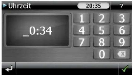 Uhrzeit 20:35 ? _0:34 1 2 3 4 5 6 7 8 9 0 X