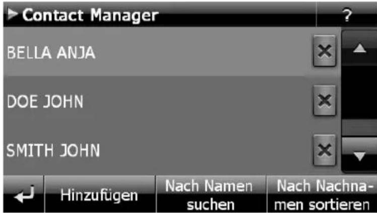 Contact Manager BELLA ANJA DOE JOHN SMITH JOHN Hinzufügen Nach Namen suchen Nach Nachna- men sortieren