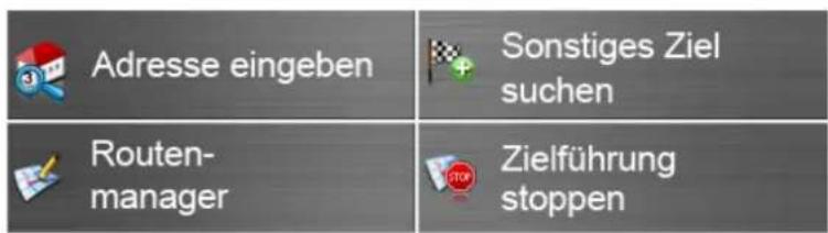 Adresse eingeben Sonstiges Ziel suchen Routen- manager Zielführung stoppen