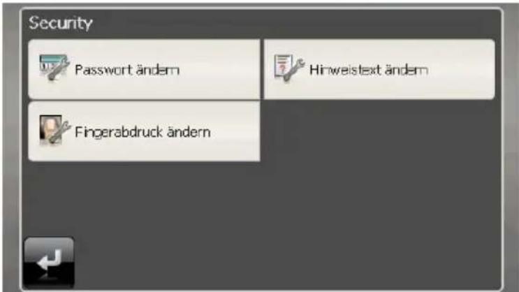 Security Password ändern Hinweistext ändern Fingerabdruck ändern