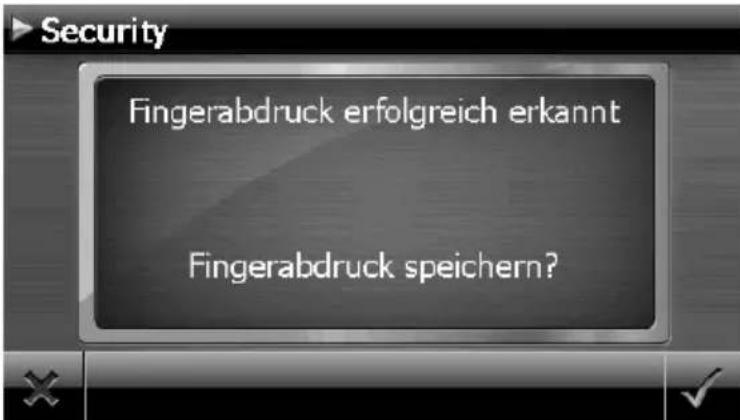 Security Fingerabdruck erfolgreich erkannt Fingerabdruck speichern?