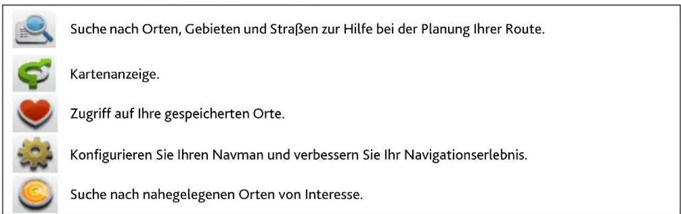 Suche nach Orten, Gebieten und Straßen zur Hilfe bei der Planung Ihrer Route. Kartenanzeige. Zugriff auf Ihre gespeicherten Orte. Konfigurieren Sie Ihren Navman und verbessern Sie Ihr Navigationserlebnis. Suche nach nahegelegenen Orten von Interesse.