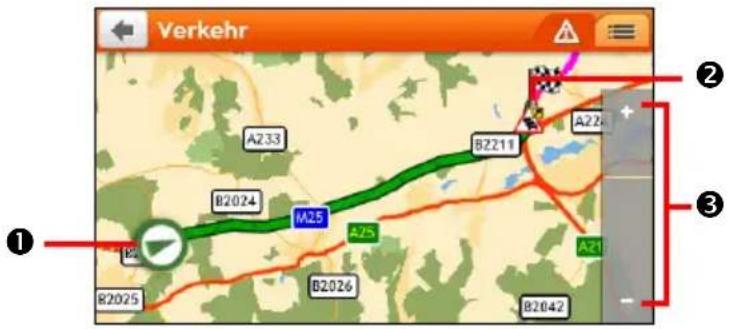 Verkehr A233 B2024 M25 A25 B2025 B2026 B2042 B2211 A22 ① ② ③