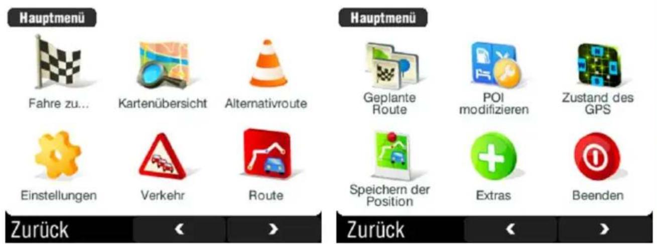 TARGA PNA-E3520 - Das Navigations-Hauptmenü - 1
