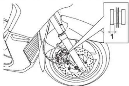 YAMAHA X-max (2005) - Scheibenbremsbeläge des Vorder- und Hinterrads prüfen - 1