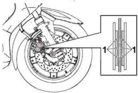 YAMAHA X-max (2010) - Scheibenbremsbeläge des Vorder- und Hinterrads prüfen - 1