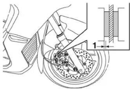 YAMAHA X-max 125 (2008) - Scheibenbremsbeläge des Vorder- und Hinterrads prüfen - 1