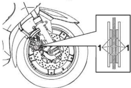 YAMAHA X-max 125 (2011) - Scheibenbremsbeläge des Vorder- und Hinterrads prüfen - 1