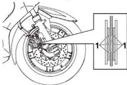 YAMAHA X-max 125 (2010) - Scheibenbremsbeläge des Vorder- und Hinterrads prüfen - 1
