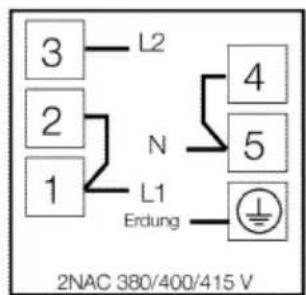 3 L2 2 N 1 L1 Endung 4 5 2NAC 380/400/415 V
