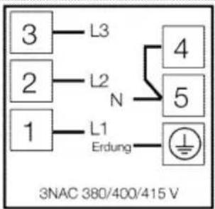 3 L3 2 L2 N 1 L1 Erdung 4 5 3NAC 380/400/415 V