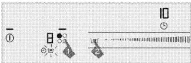 Diagram showing a device with labeled components and control panel, including icons and labels ①, ②, ③, ④, and ⑤.