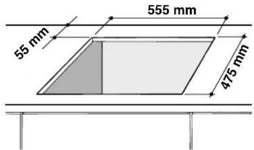 555 mm, 55 mm, 475 mm