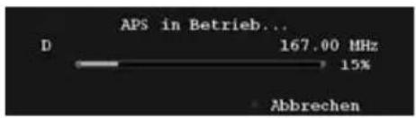 APS in Betrieb... D 167.00 MHz 15% Abbrechen