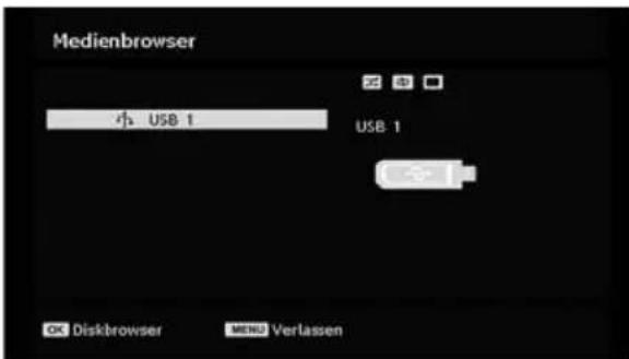 Medienbrowser USB 1 USB 1 OK Diskbrowser MENU Verlassen