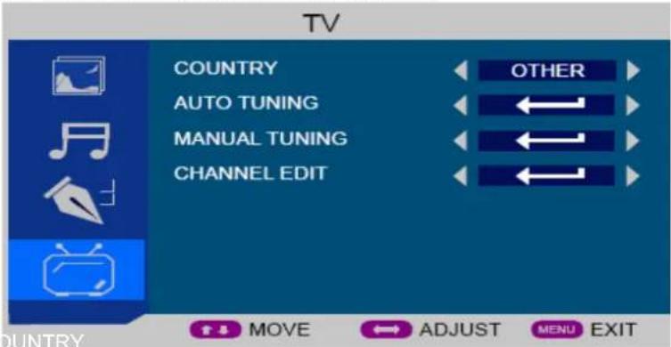 Xomax XM-TVBD1962 - TV-Menü (beispielsweise TV-Modus) - 1