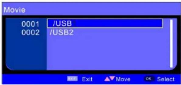 Movie 0001 /USB 0002 /USB2 Exit Exit ▲ Move OK Select