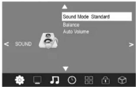 Sound Mode Standard Balance Auto Volume SOUND