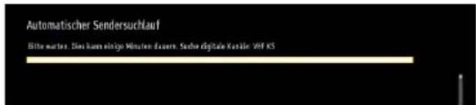 Automatischer Sendersuchlauf Bitte weiter. Dies kann einige Minuten dauern. Suche digitale Kanäle: VHF RS