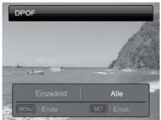 DPOF Einzelbild Alle MENU : Ende SET : Einst.
