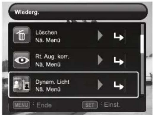 Datei überschr.? Bestätig. Abbruch MENU : Ende SET : Einst.
