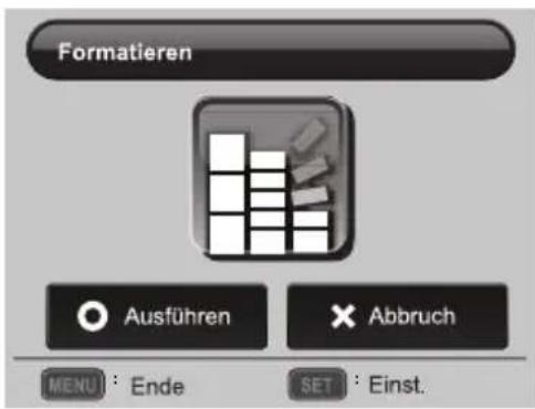 Formatieren Ausführen Abbruch MENU : Ende SET : Einst.