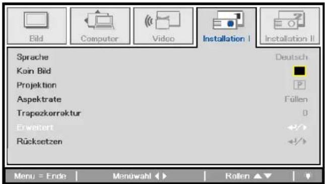 Bild Computer Video Installation I Installation II Sprache Deutsch Koin Bild Projektion Aspektrate Füllen Trapezkorrektur 0 Erweitert Rücksetzen